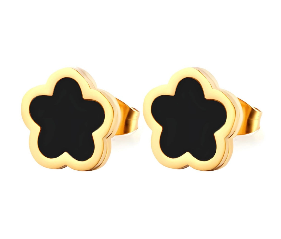 Black flower earring