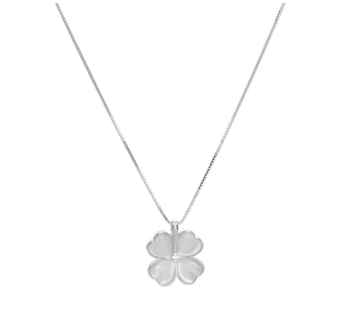 Silver four leaf clover